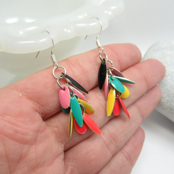 Multi colored enamel drop earrings - Picture 2 of 10
